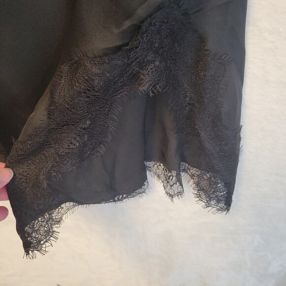 Black Slip Dress Eyelash Lace 90s Whimsigoth LBD Cocktail Party Fairy Y2K Size S - Picture 8 of 10